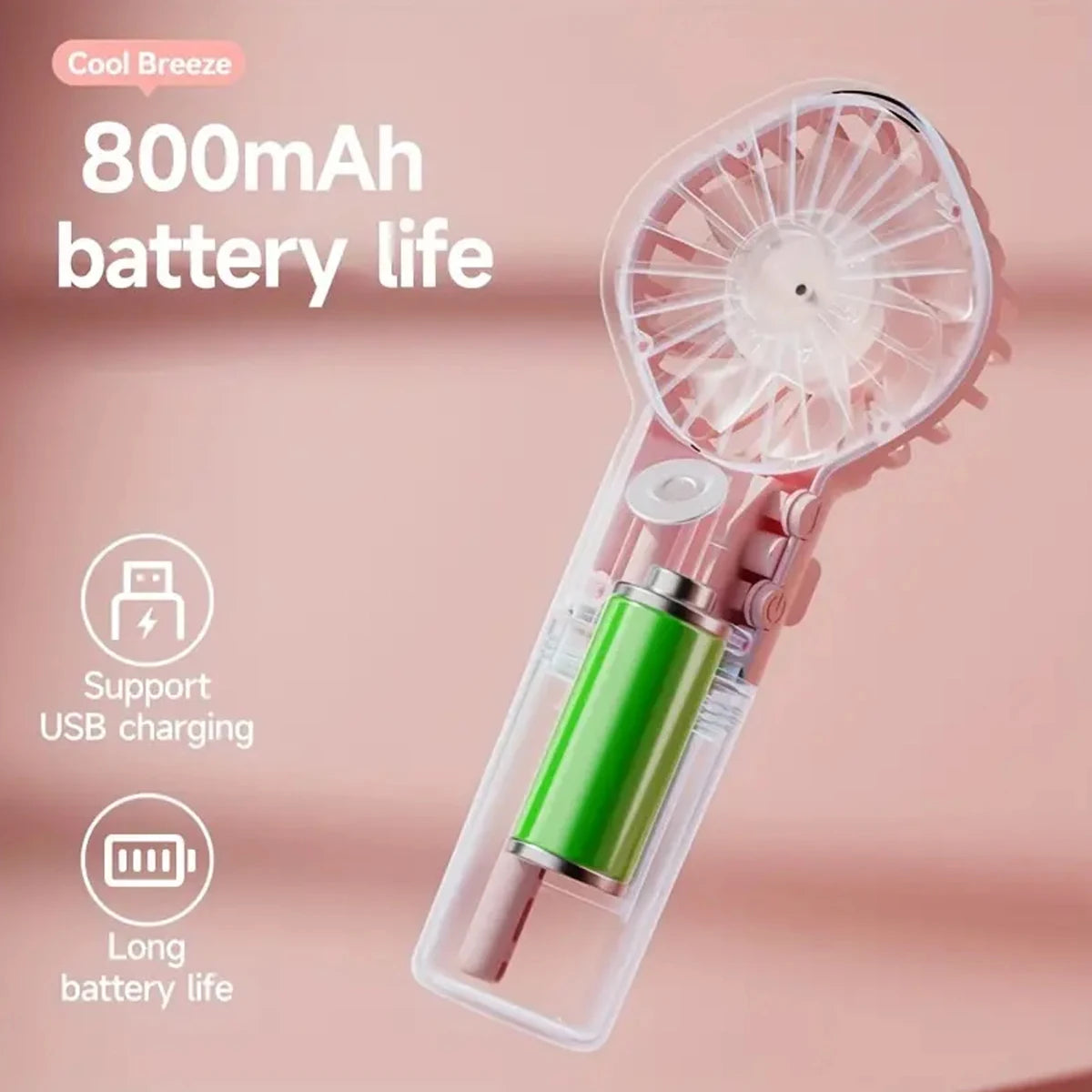 Handheld Mini Fan Air Conditioner USB Rechargeable Portable Mist Cooler Cooling Spray Humidifier Fan for Home/Office/Dorm