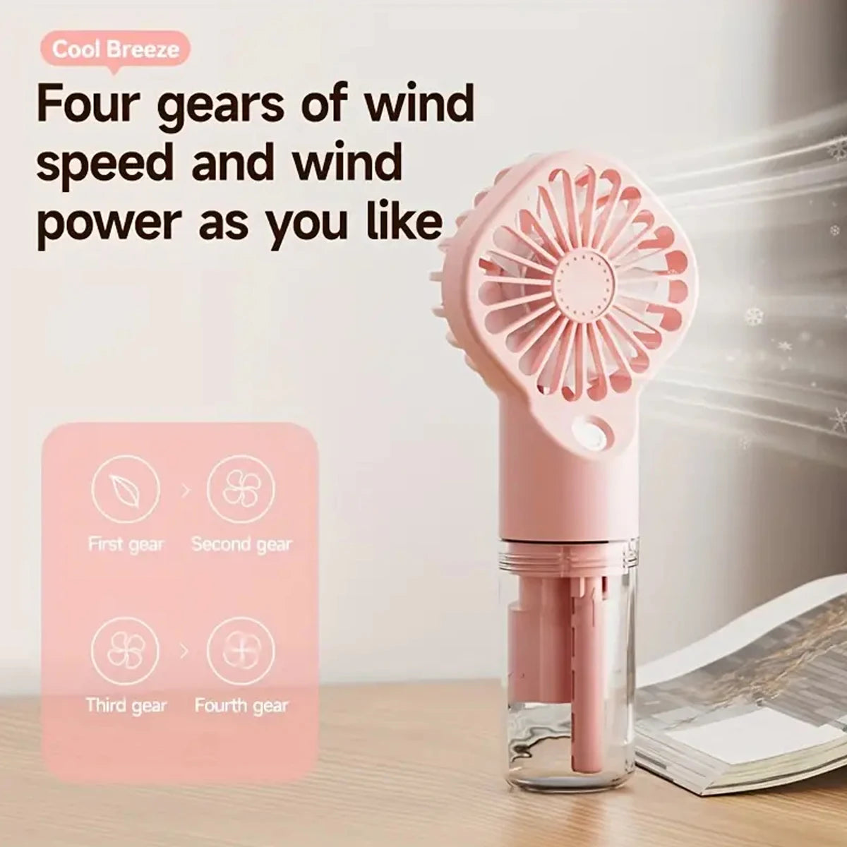 Handheld Mini Fan Air Conditioner USB Rechargeable Portable Mist Cooler Cooling Spray Humidifier Fan for Home/Office/Dorm